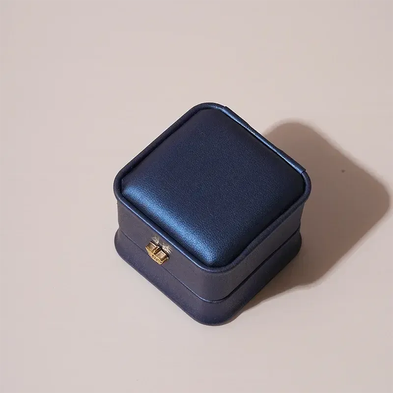 Pu Leather Ring Box Couple Proposal Ring Boxes For Engagement Wedding Simple Geometric Square Storage Gift Packaging Box
