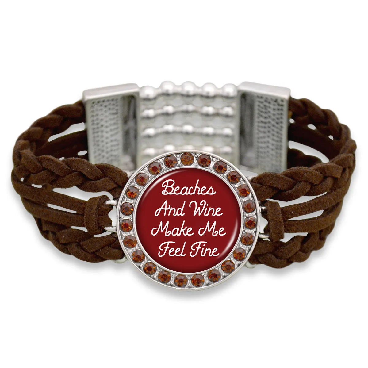 "Beaches and Wine Make Me Feel Fine" Outdoors Suede Stretch Bracelet