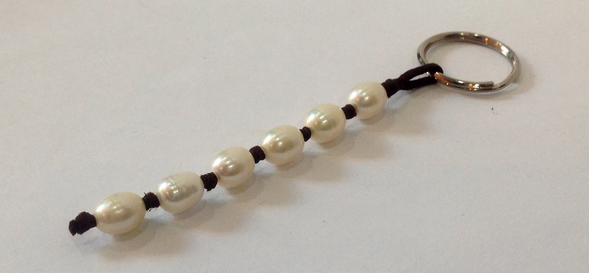 "Knot Another Classic" Freshwater Pearl and Leather Keychain