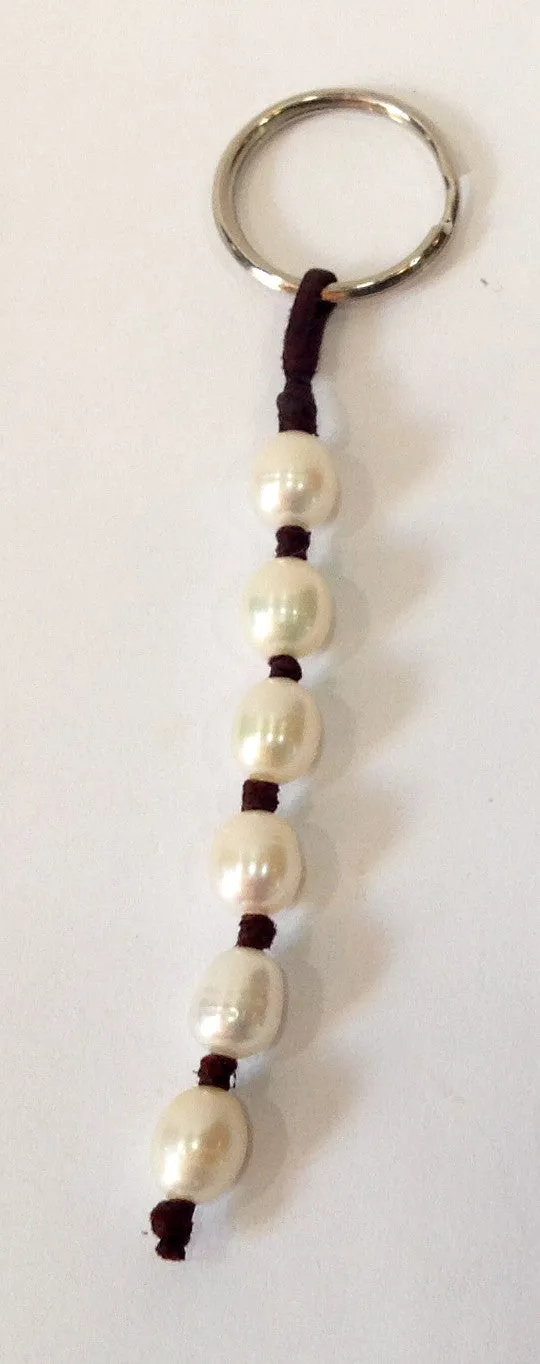 "Knot Another Classic" Freshwater Pearl and Leather Keychain
