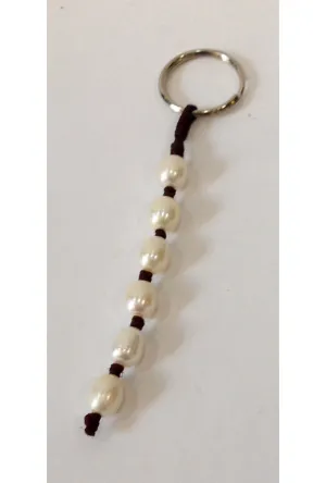 "Knot Another Classic" Freshwater Pearl and Leather Keychain
