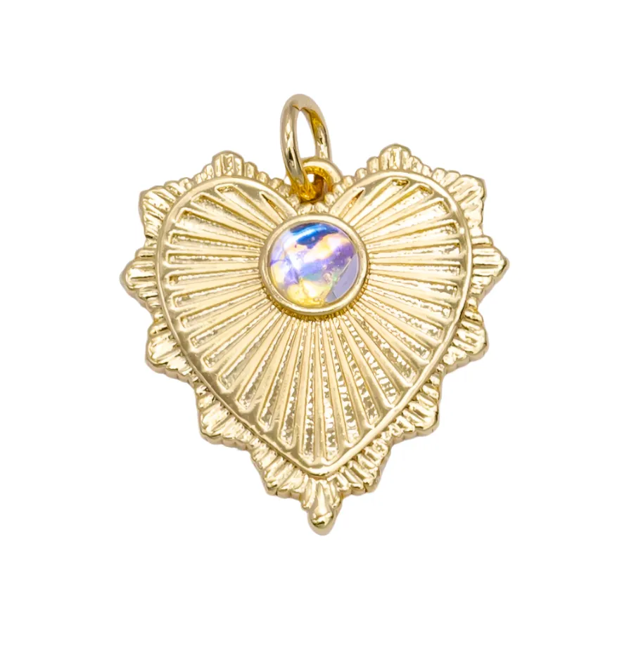 Radiant opal heart charm