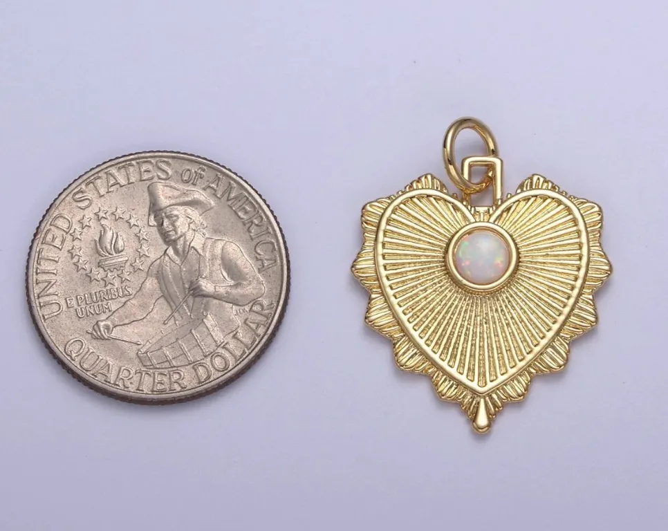 Radiant opal heart charm