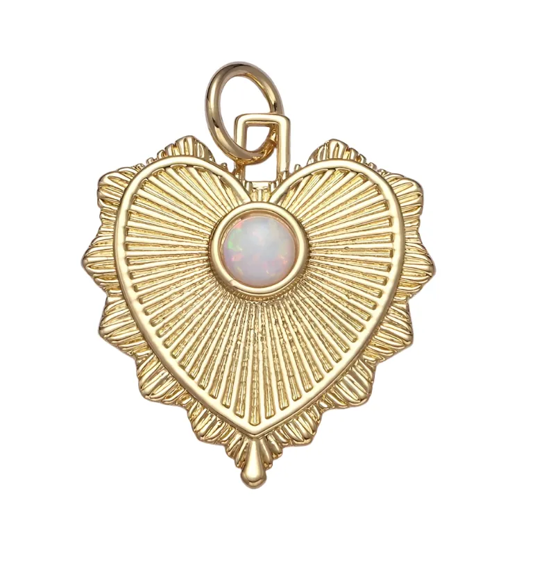 Radiant opal heart charm