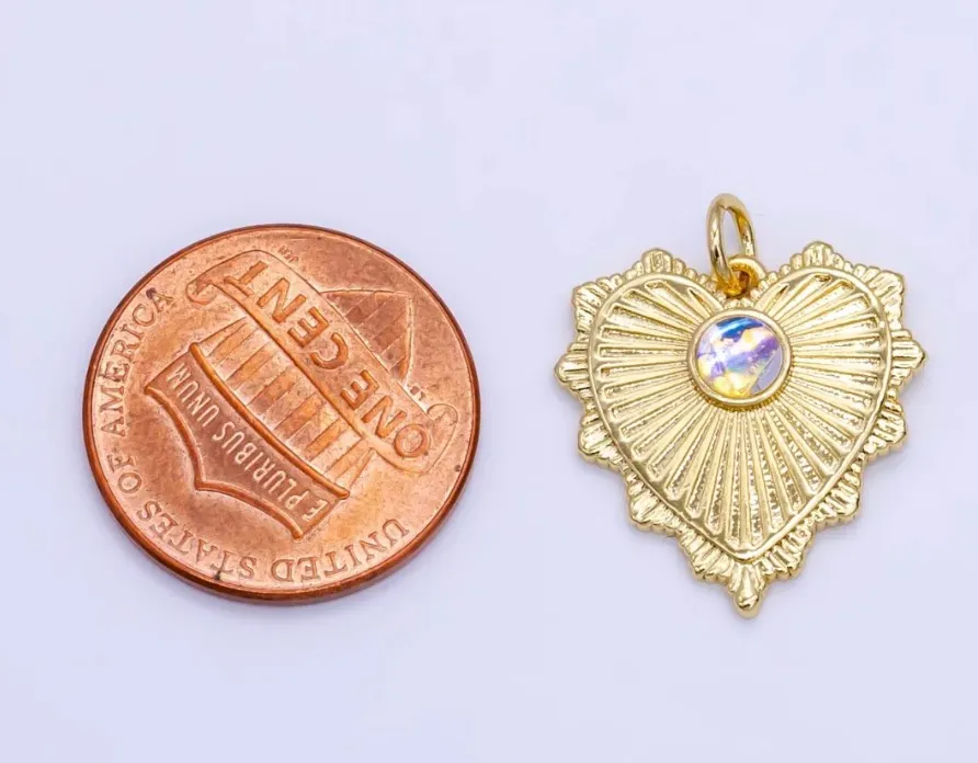 Radiant opal heart charm