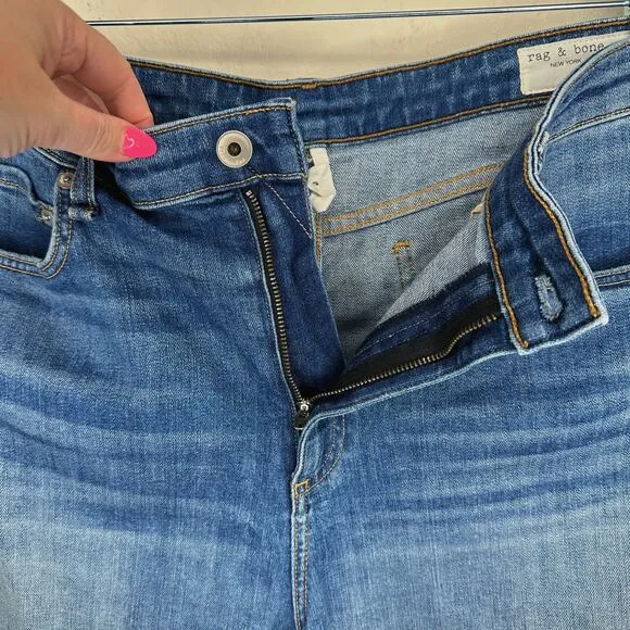 Rag and Bone Nina High Rise Denim Balboa Jean Roll Up or Cut Off Shorts 34