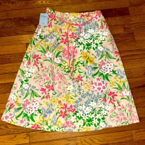 RARE VINTAGE Front zip floral skirt with pockets &amp; belt cotton poly blend demure