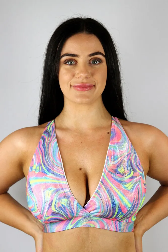 Rarr Push Up Plunge Sports Bra - Candy Sparkle