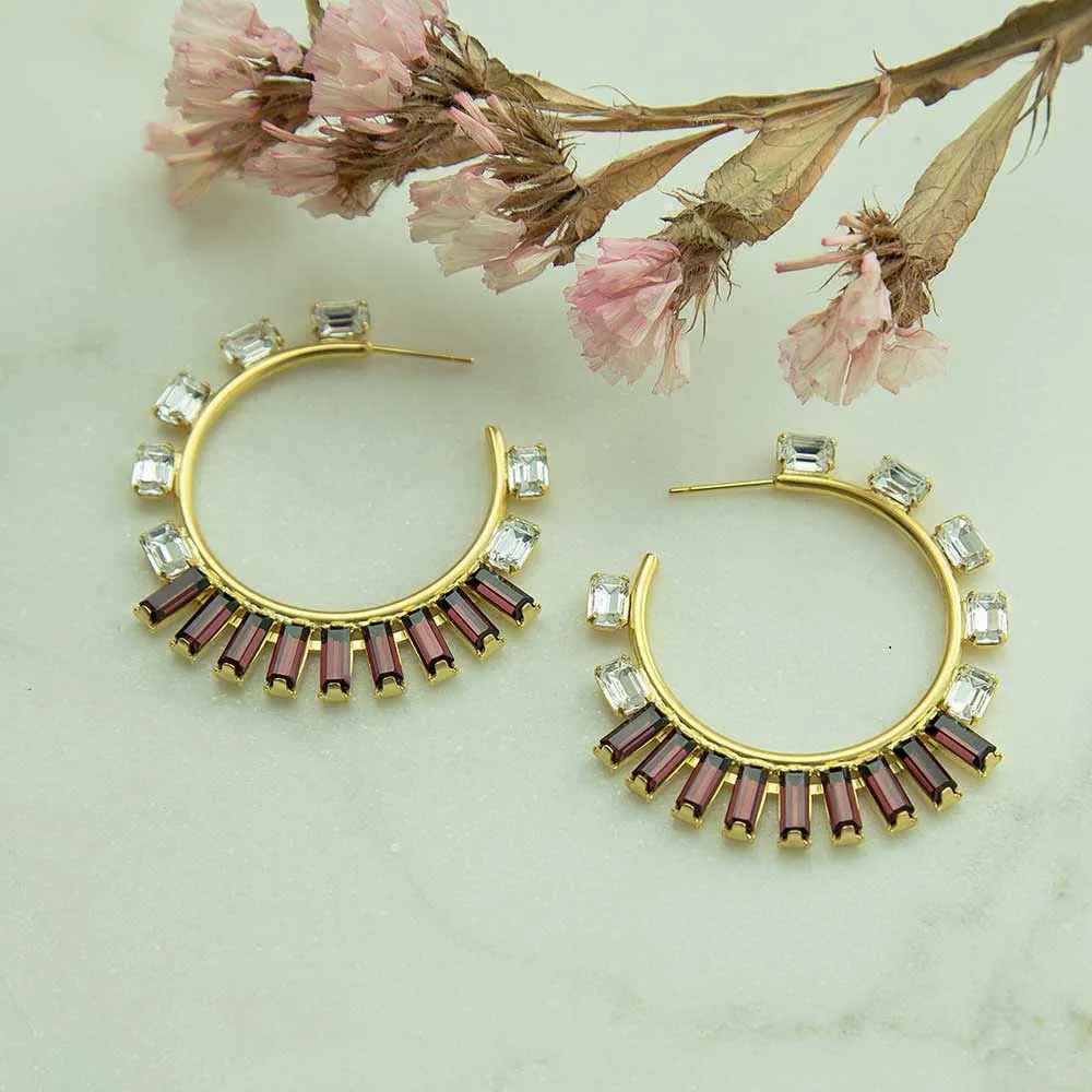 Red Swarovski Hoop Earrings | Amara
