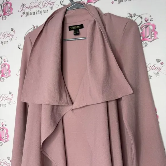 Revamped coat jacket cardigan wrap with waist tie belt dusty rose blush pink