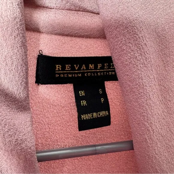 Revamped coat jacket cardigan wrap with waist tie belt dusty rose blush pink
