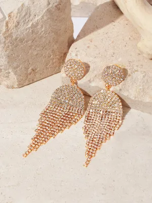 Rhinestone Tassel Drop Earrings