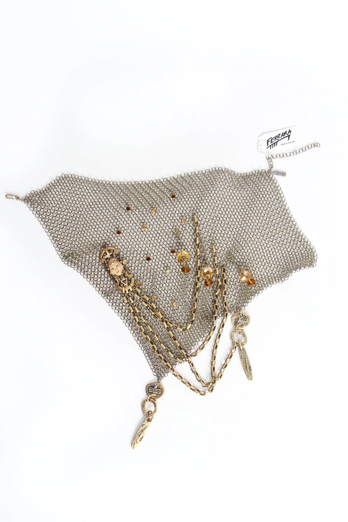 Ring Mesh Chain Charm Bib Necklace