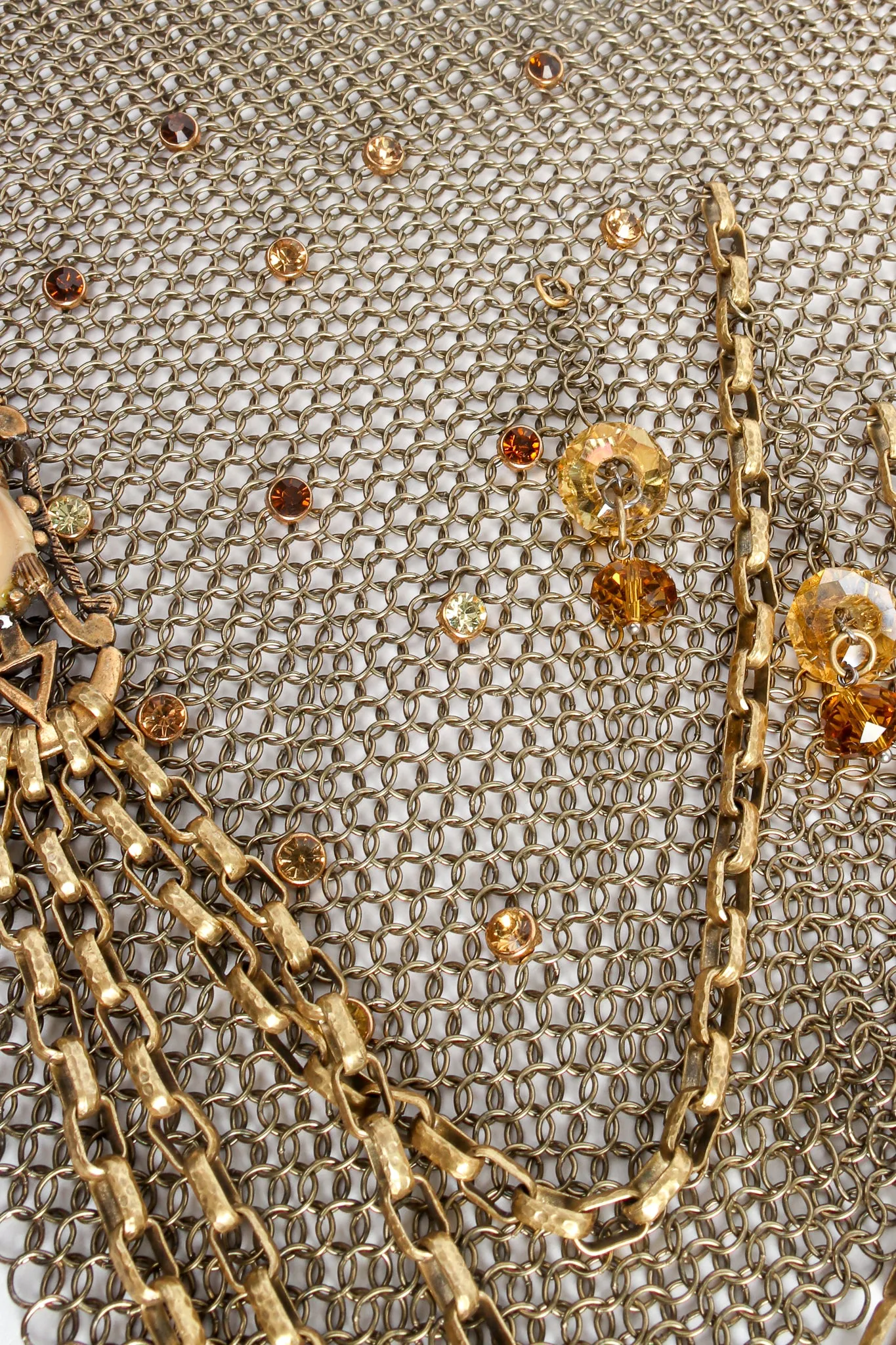 Ring Mesh Chain Charm Bib Necklace