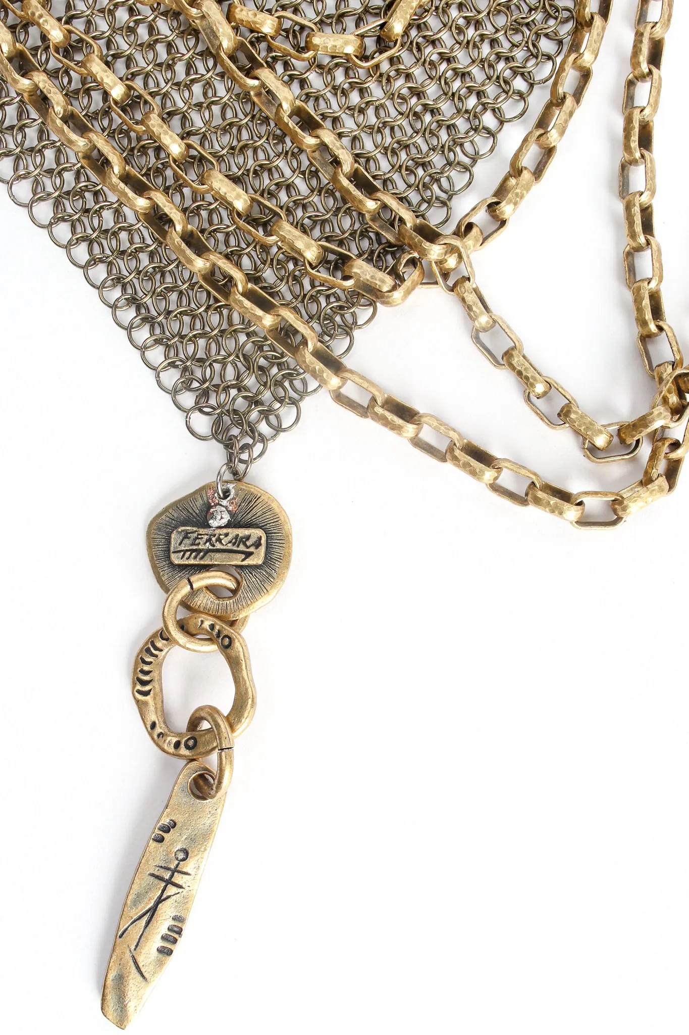Ring Mesh Chain Charm Bib Necklace