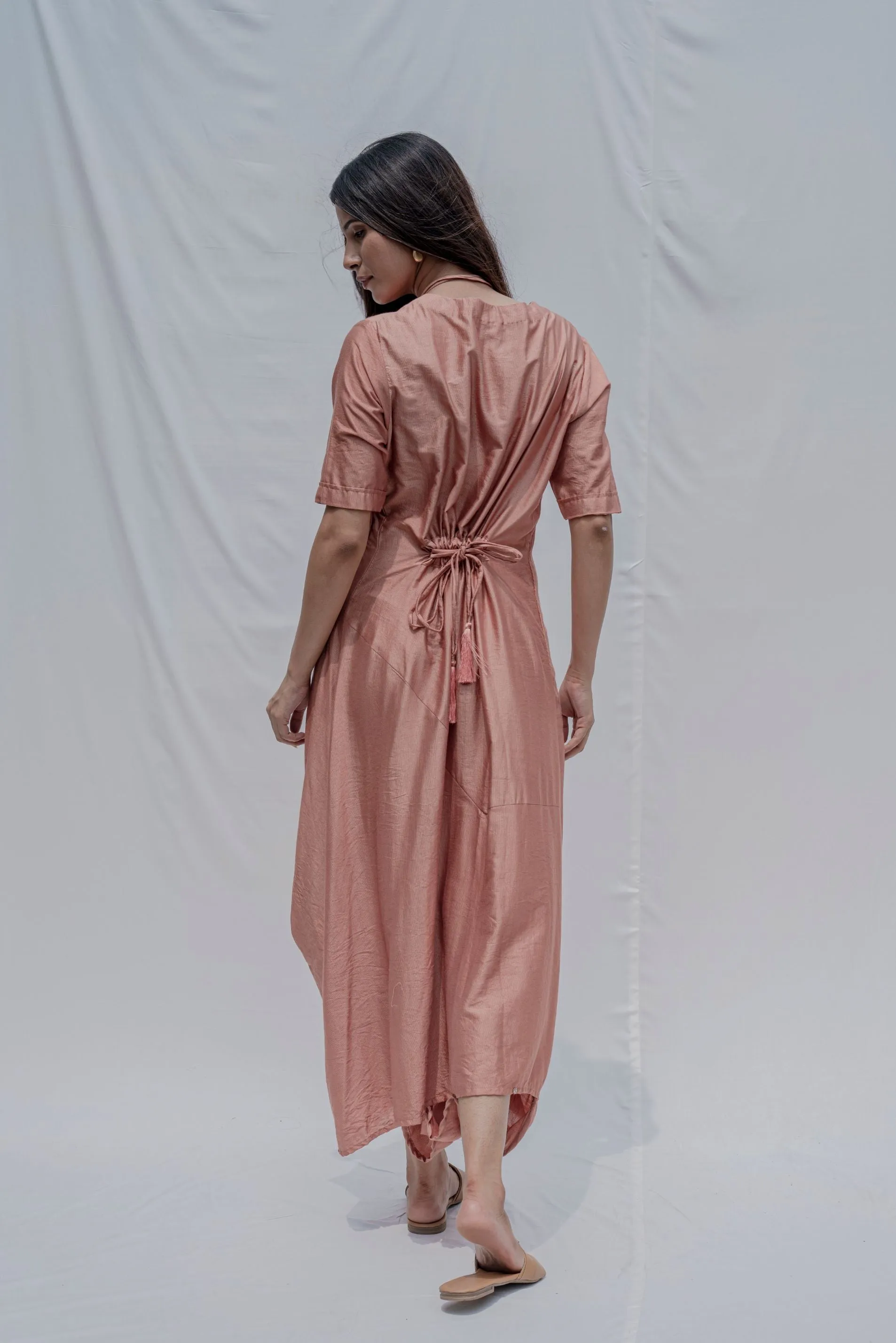 Rose Gold Dress cum Jumpsuit with Necklace