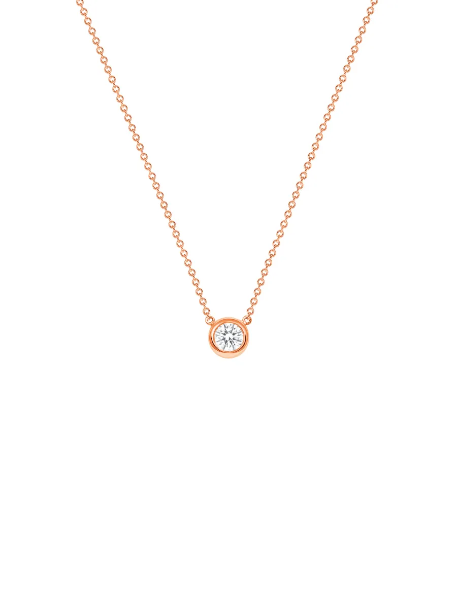 Round Bezel Diamond Necklace 14K