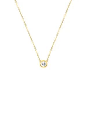 Round Bezel Diamond Necklace 14K