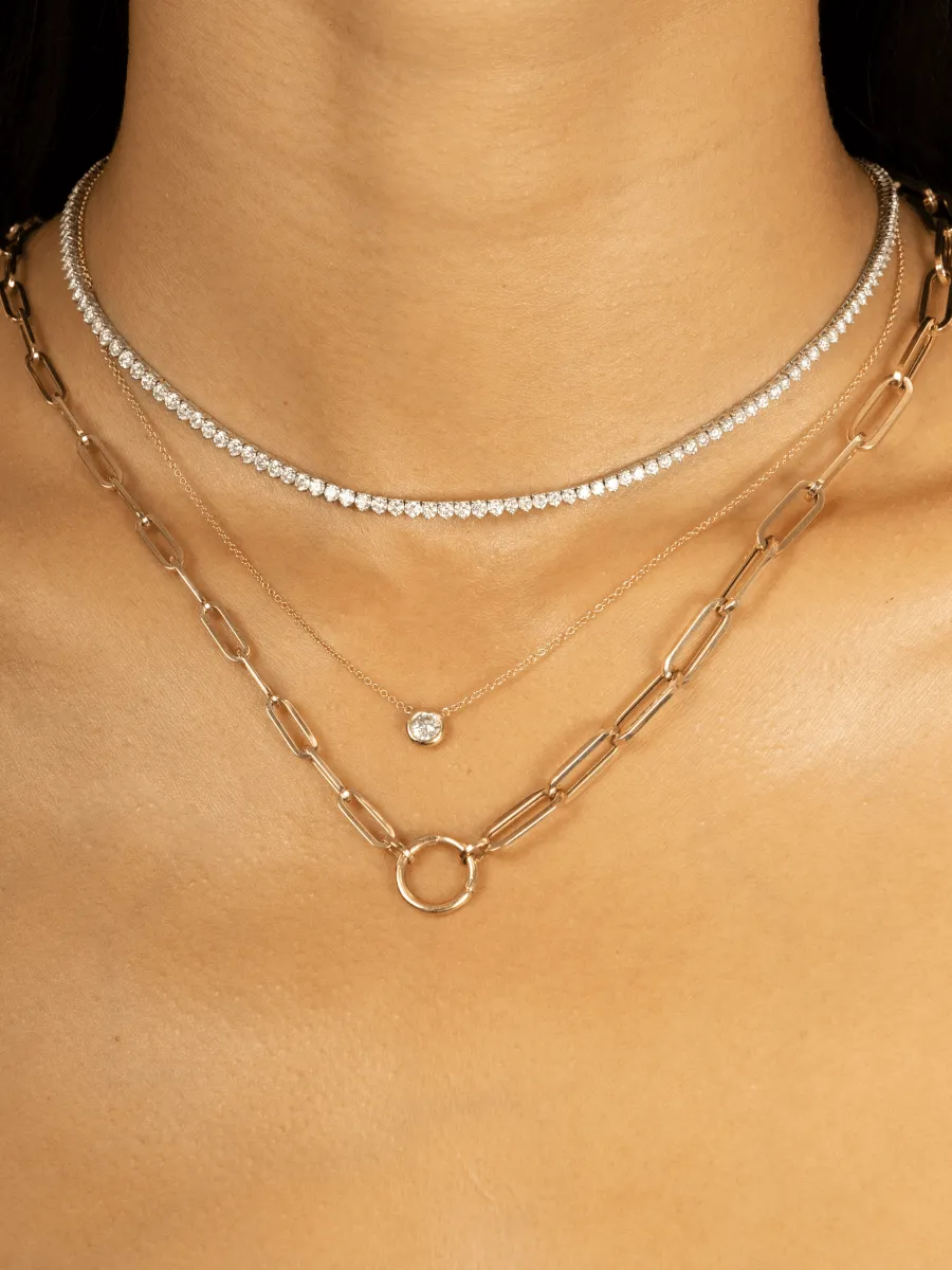 Round Bezel Diamond Necklace 14K