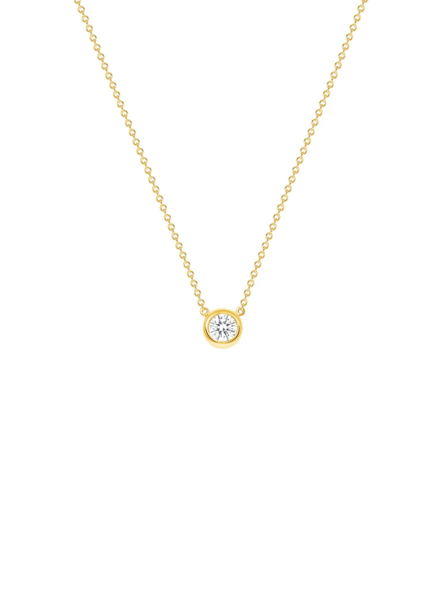 Round Bezel Diamond Necklace 14K