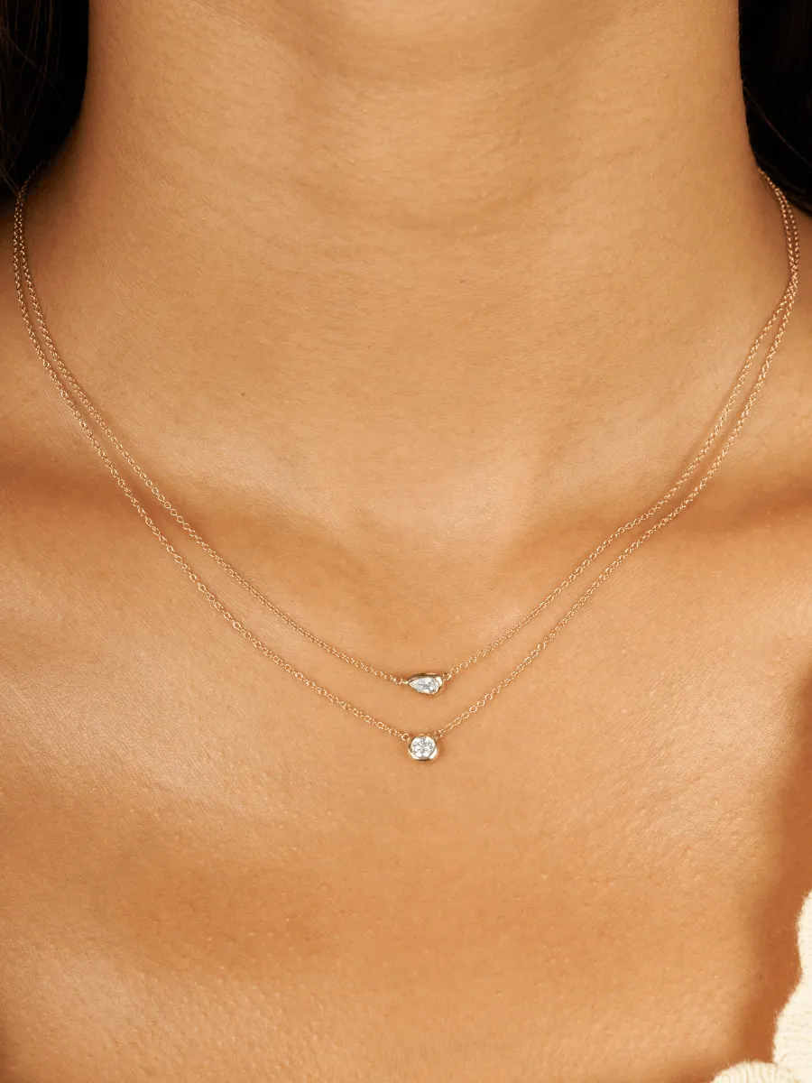 Round Bezel Diamond Necklace 14K