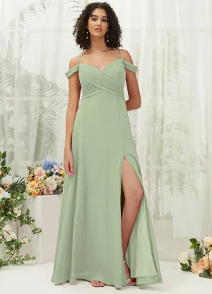 Sage Green Sweetheart Chiffon Convertible Bridesmaid Dress Pocket
