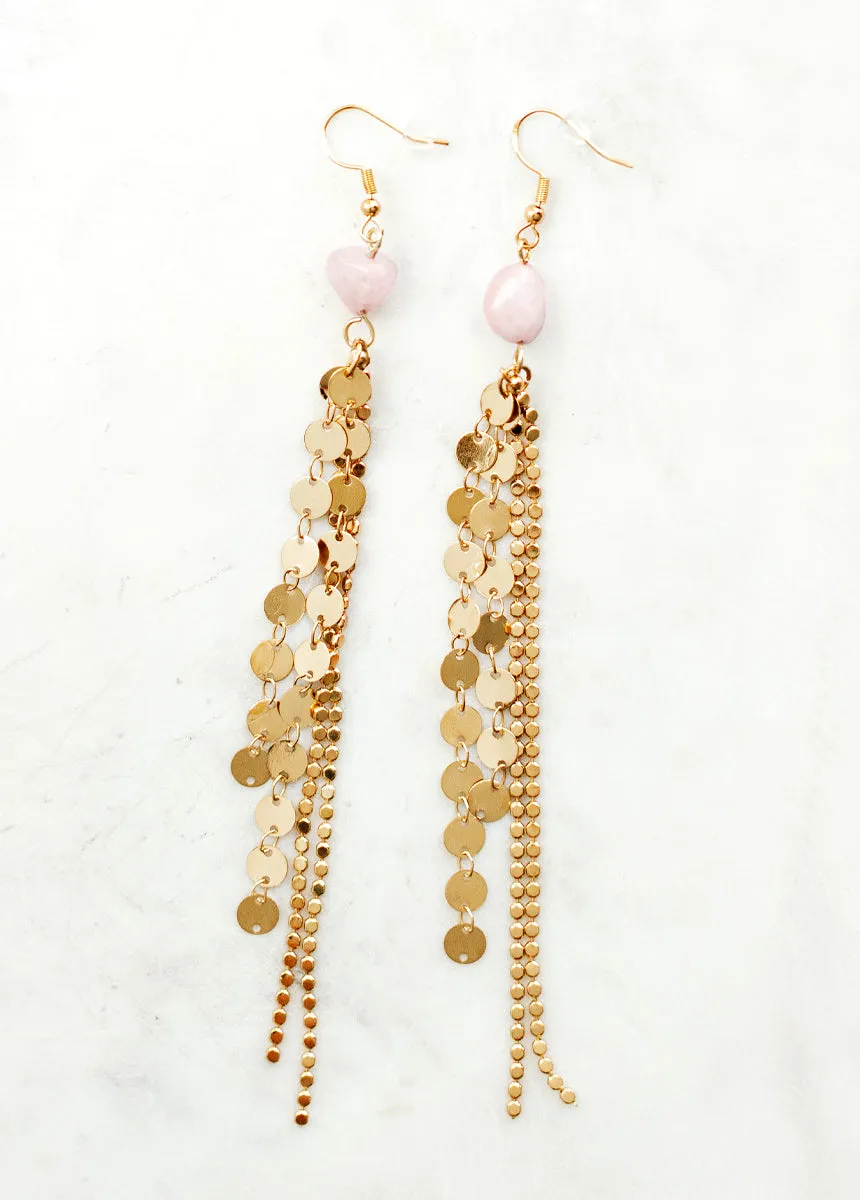 Sagitta Earrings in Rose Quartz