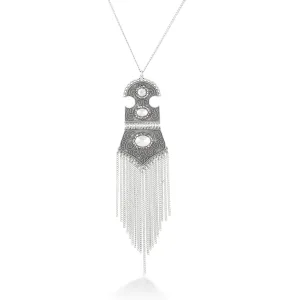 SC40196 SILVER-TONE METAL LONG CHAIN NECKLACE (HA4)