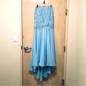Sherri Hill size 2 blue tulle long flowy skirt train formal prom