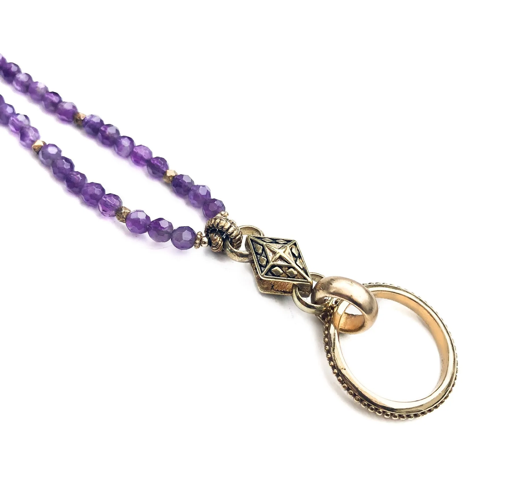 Shimmering Amethyst & Gold  Eyering Necklace