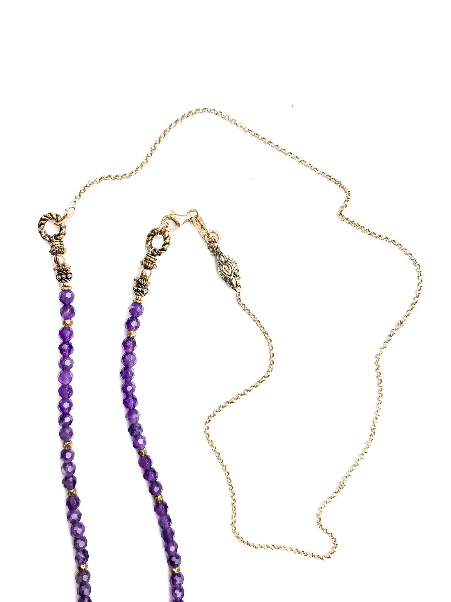 Shimmering Amethyst & Gold  Eyering Necklace
