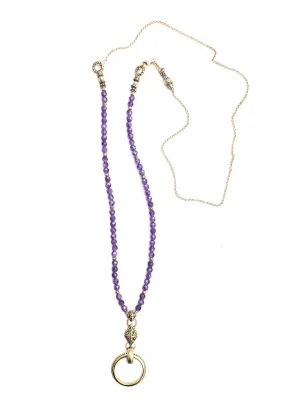 Shimmering Amethyst & Gold  Eyering Necklace