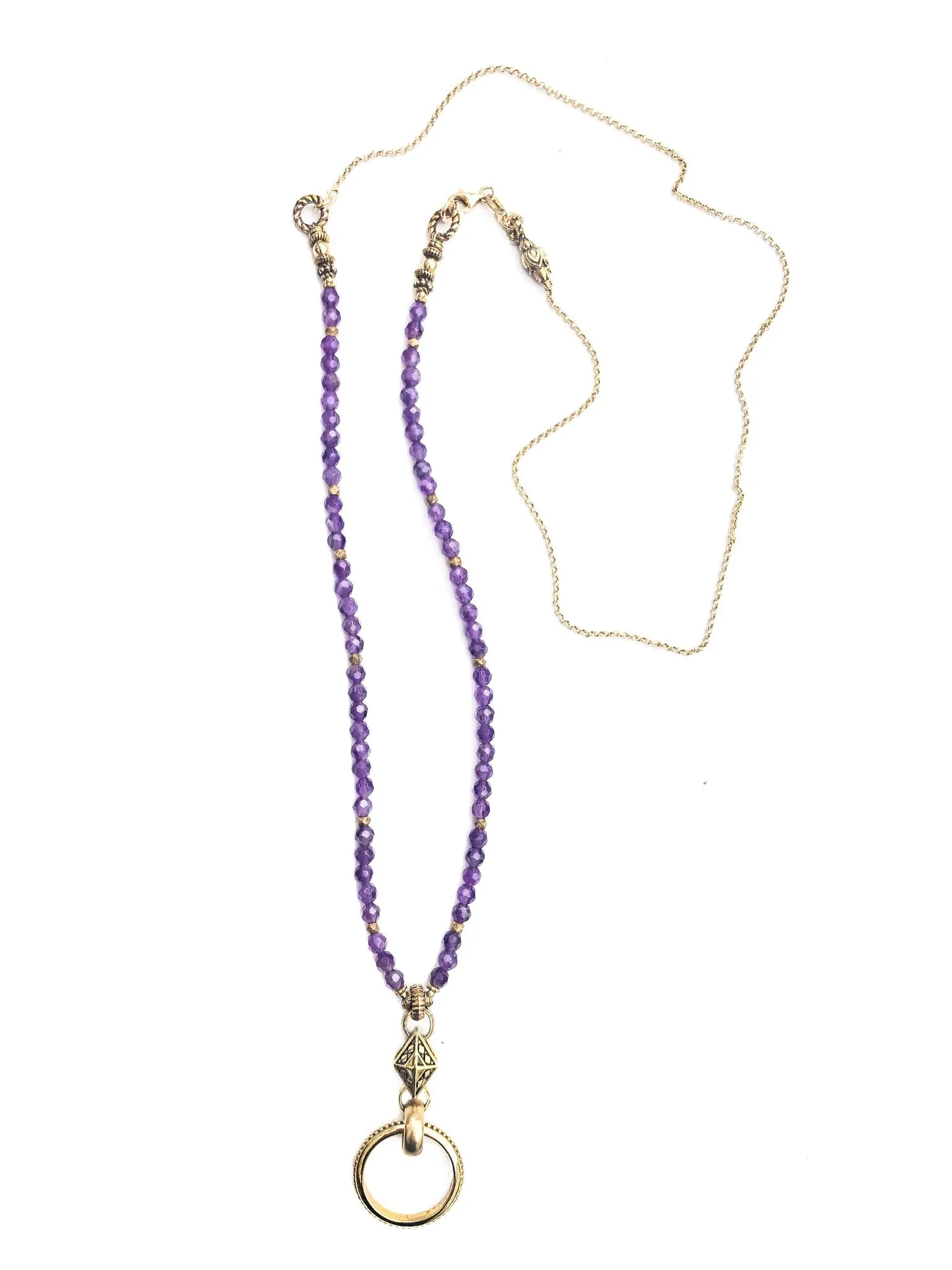 Shimmering Amethyst & Gold  Eyering Necklace