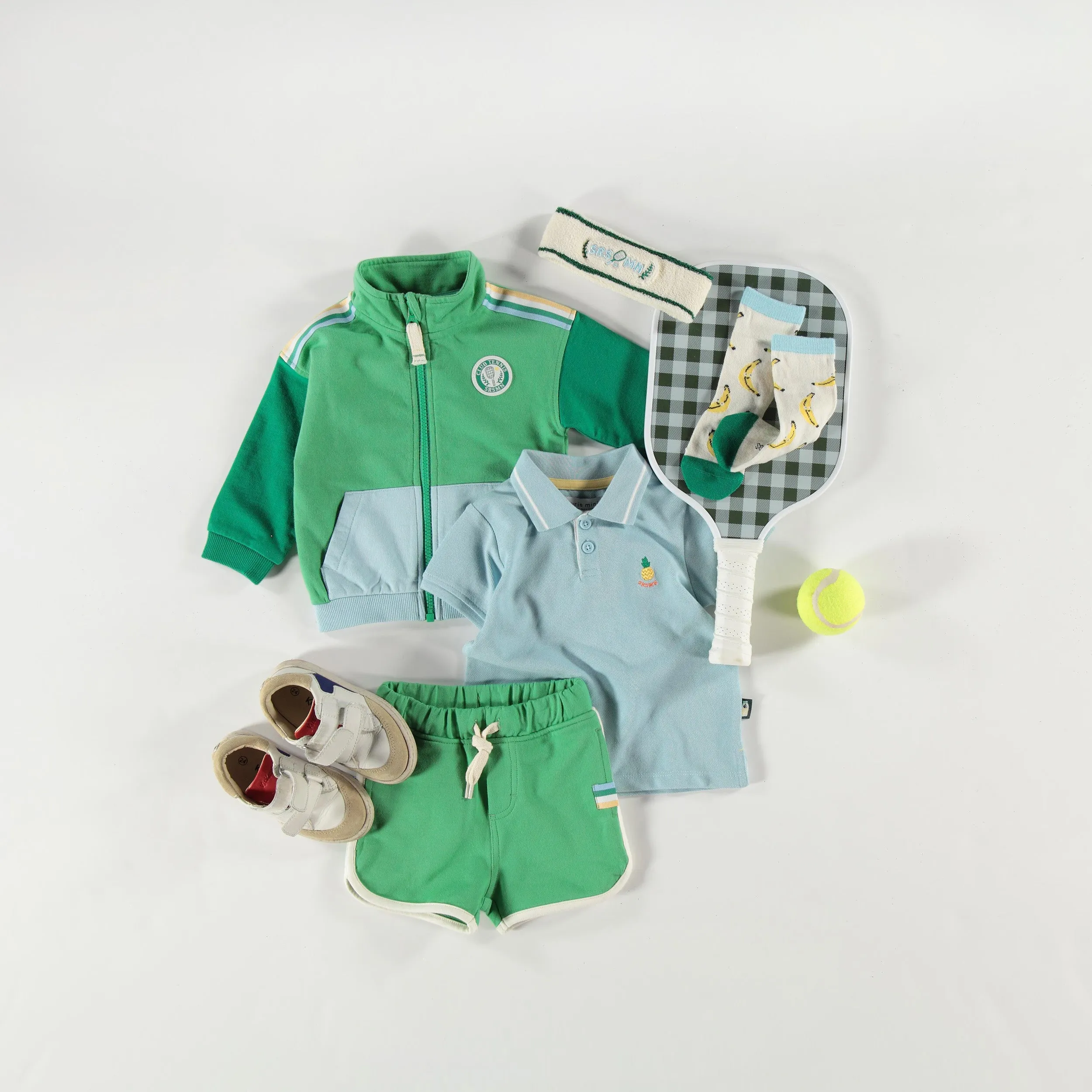 Short vert en coton français, bébé || Green shorts in French terry, baby