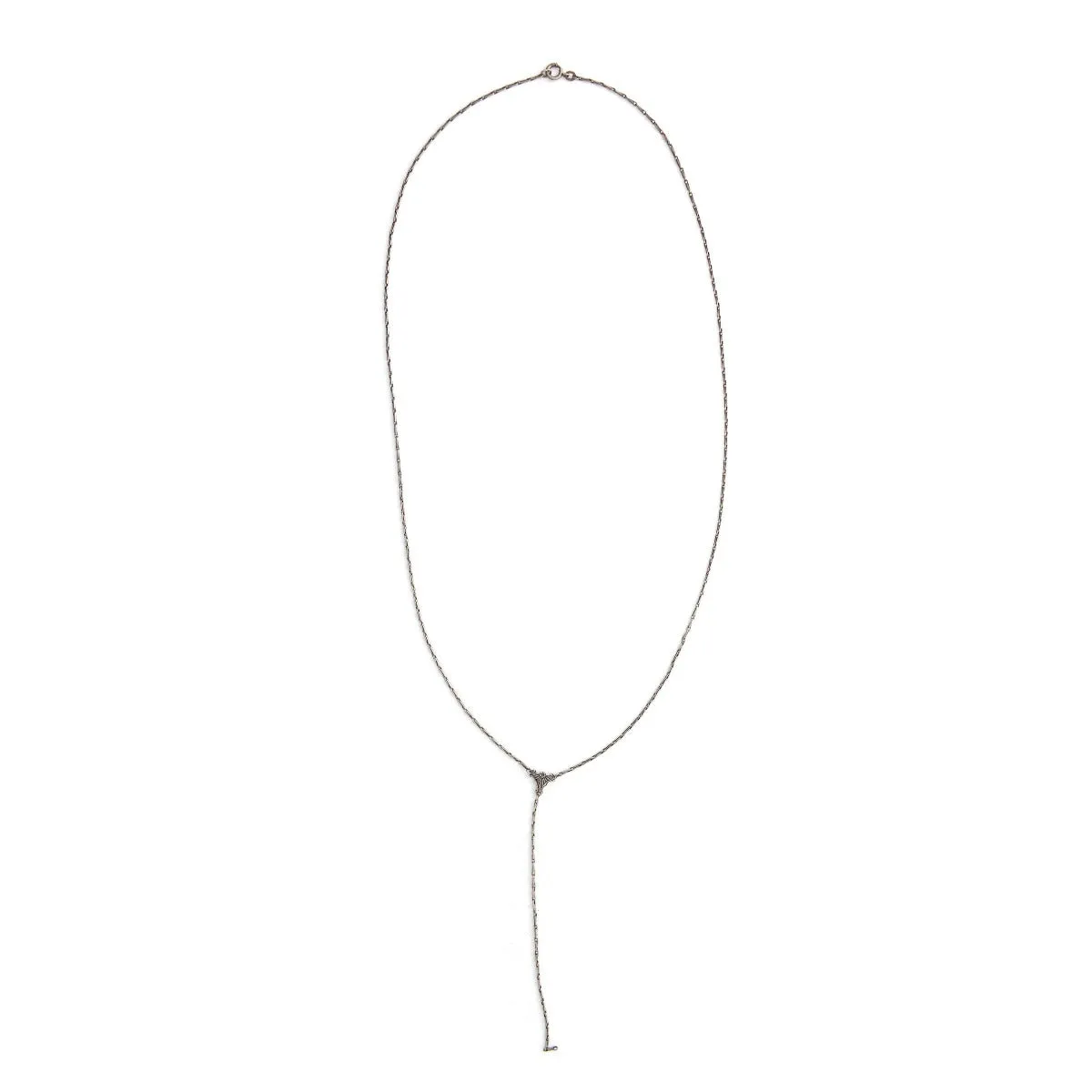 Silver Fancy Bar Link Lariat Chain