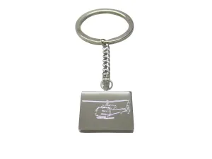 Silver Toned Etched Simple Helicopter Keychain