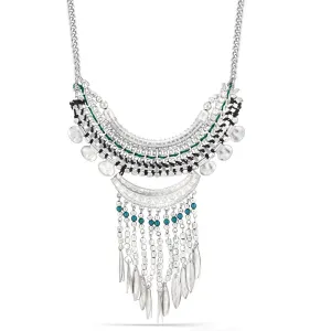 SILVER TURQUOISE TASSEL NECKLACES #NKI-49322 (TG12)