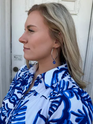 Simple Hoop Earrings: Silver/Blue