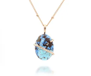 Simple Oval Turquoise Rose Gold Necklace