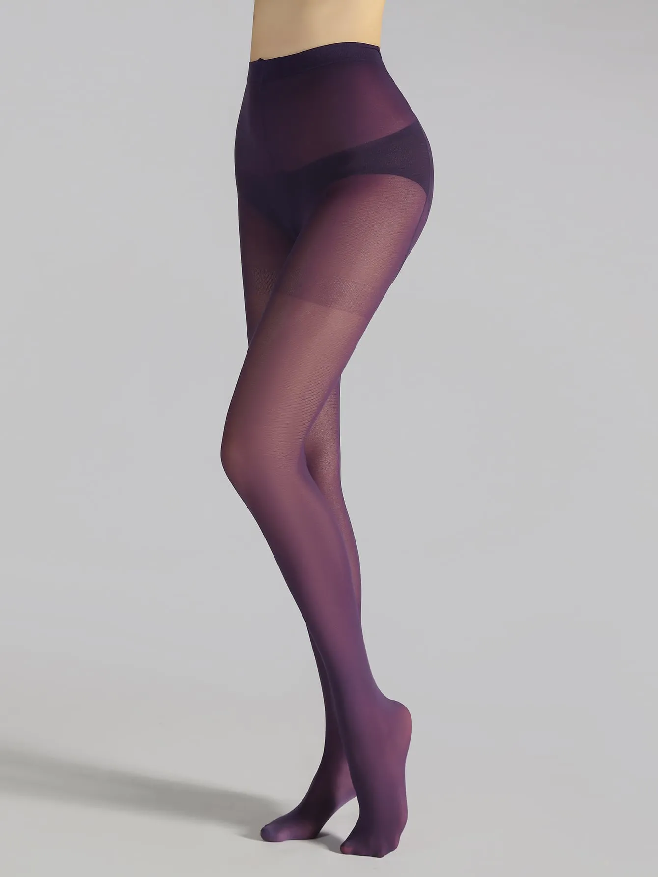 Simple Plain Tights - Purple