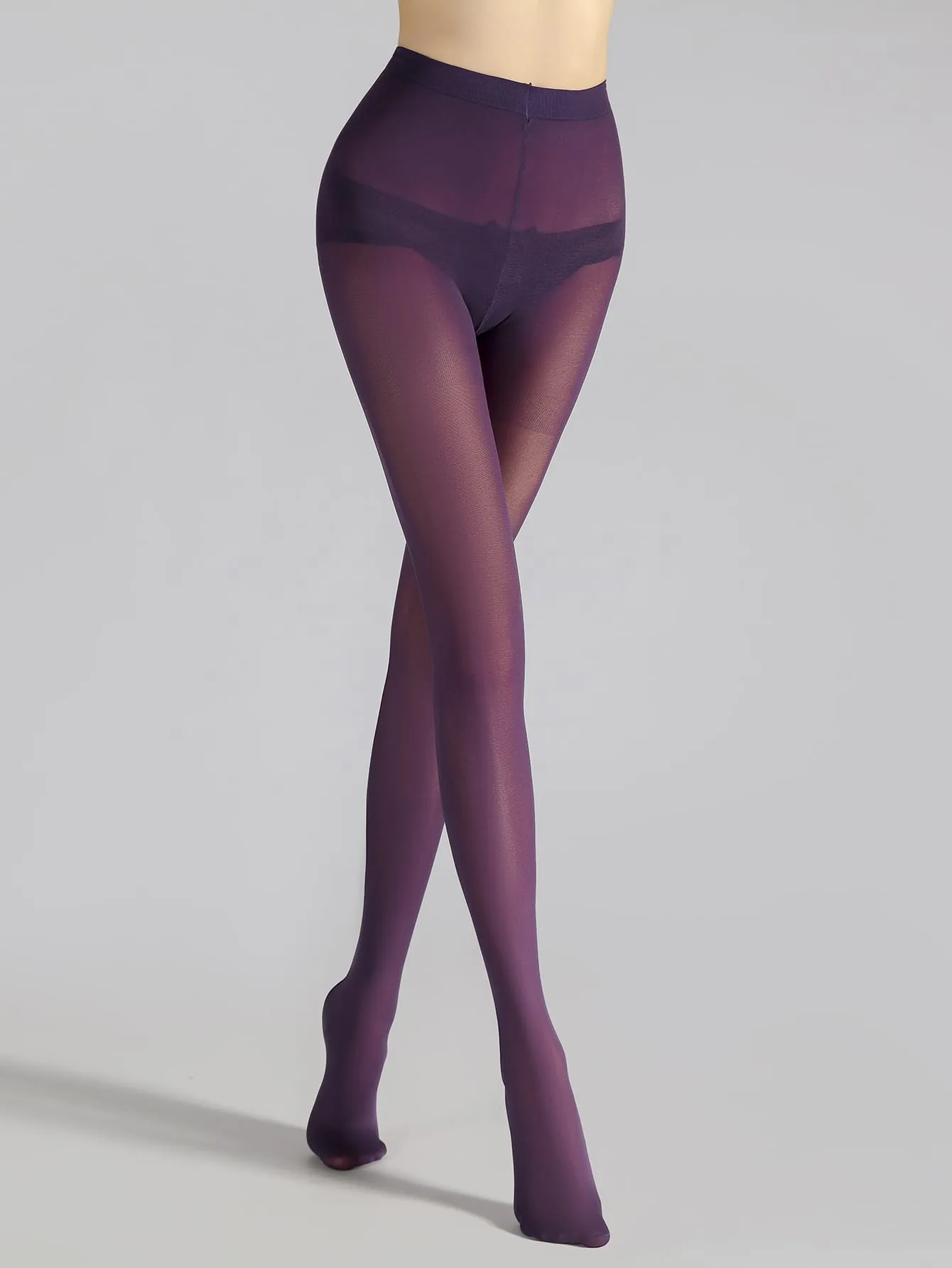 Simple Plain Tights - Purple