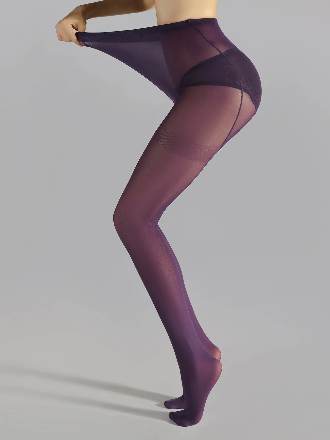 Simple Plain Tights - Purple