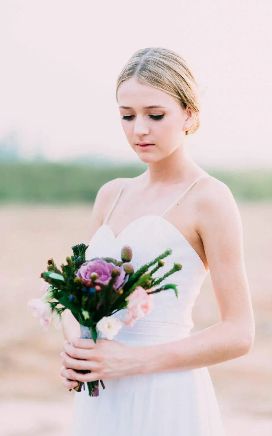 Simple Sweetheart Floor-length Wedding Dress With Lace Top-ET_711440