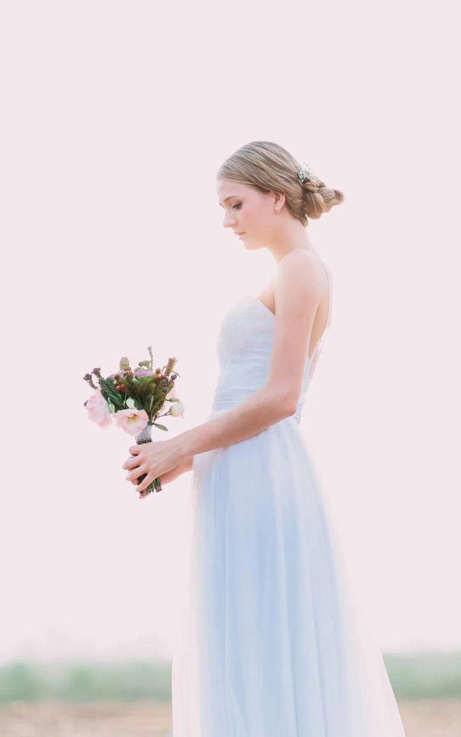 Simple Sweetheart Floor-length Wedding Dress With Lace Top-ET_711440
