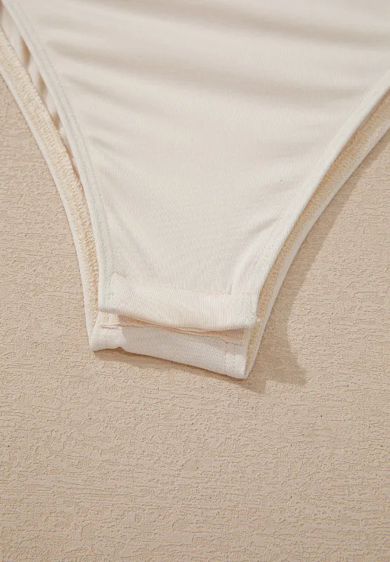 Size Small Ivory Sequin Surplice Long Sleeve Bodysuit