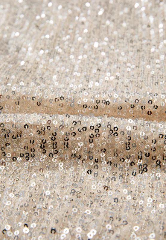 Size Small Ivory Sequin Surplice Long Sleeve Bodysuit