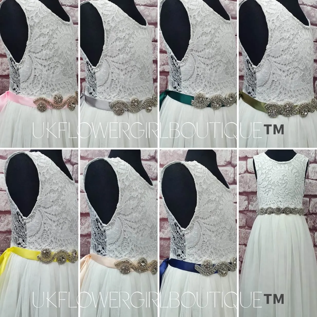 Slim Diamante Sash - Various Colours