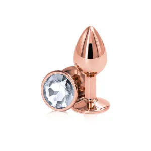 Small Rose Gold Plug with Clear Gem