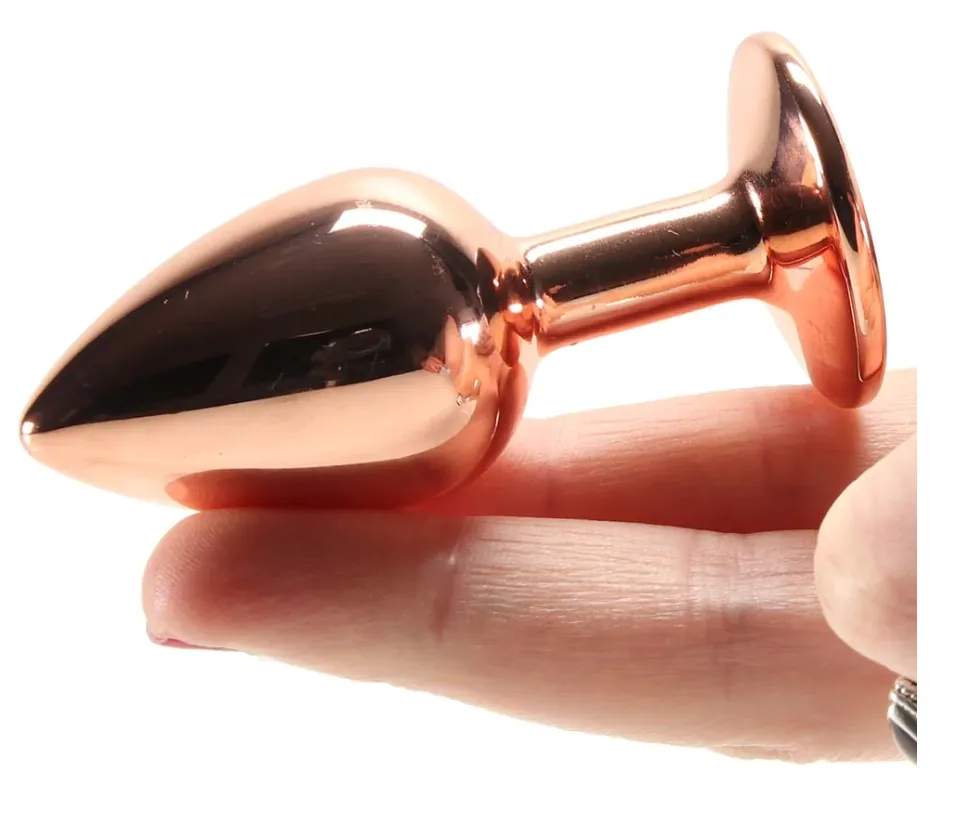 Small Rose Gold Plug with Clear Gem