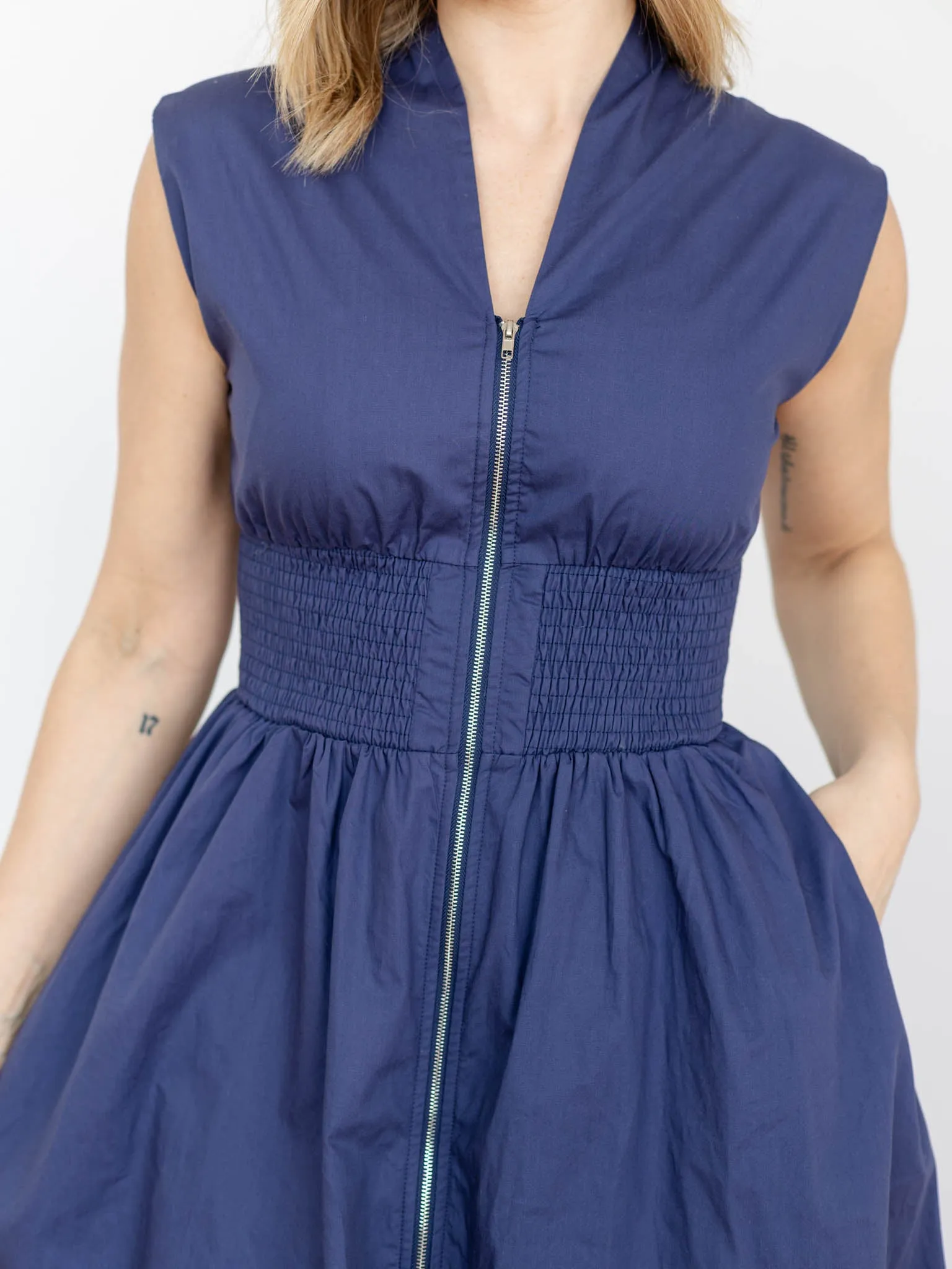 Smocked Waist Drop Shoulder Midi Dress